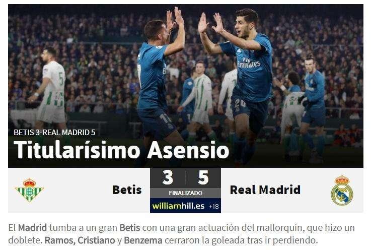 AS - Refleja el sentir del madridismo: "Titularísimo Asensio"