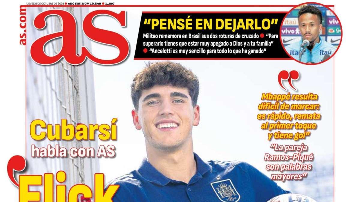 El diario AS destaca en portada una entrevista a Cubarsí