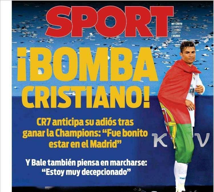 PORTADA - Sport resta mérito al Madrid: "Una final de risa y bomba de Cristiano"