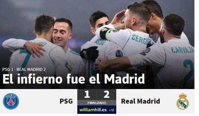 AS señala al PSG: "El infierno fue el Madrid"