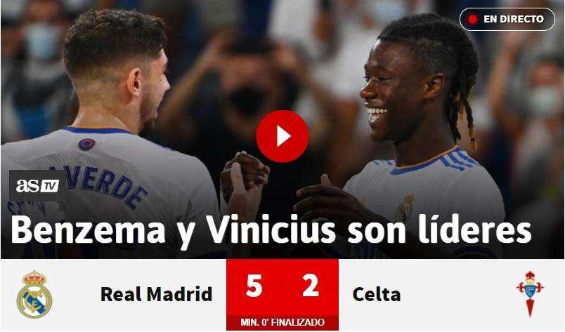 AS: "Benzema y Vinicius son líderes"