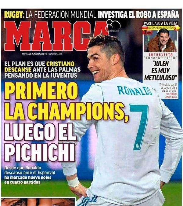 PORTADA - Marca: "Primero la Champions, luego el Pichichi"
