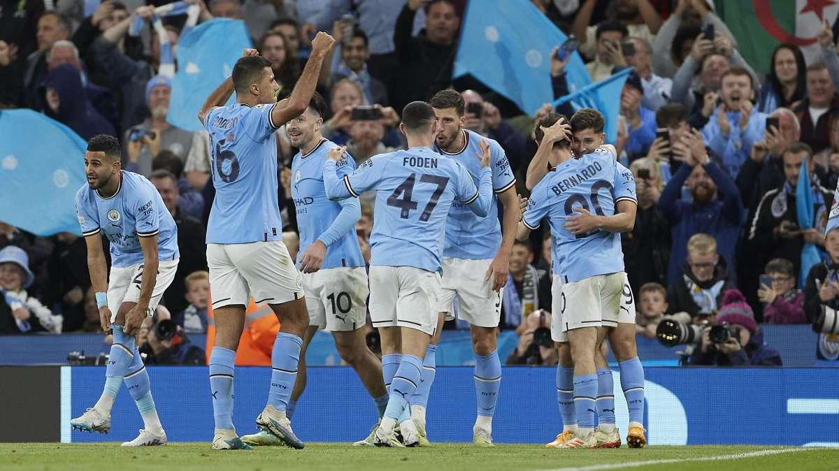 La alineación del Manchester City en el Santiago Bernabéu