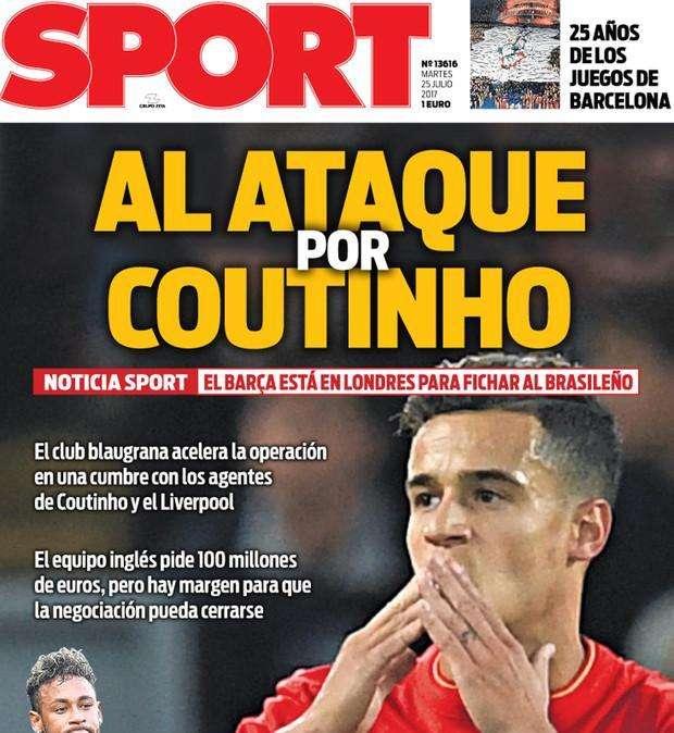 Sport - El Barcelona se encuentra en Londres para cerrar el fichaje de Coutinho
