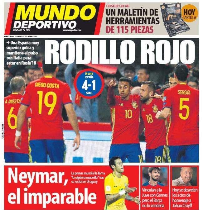 Mundo Deportivo - España golea y mantiene el pulso a Italia en el grupo