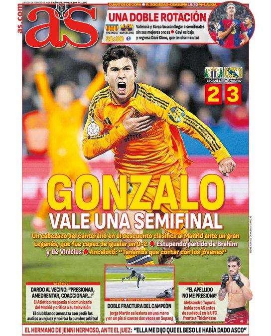AS titula en su portada: "Gonzalo vale una semifinal"