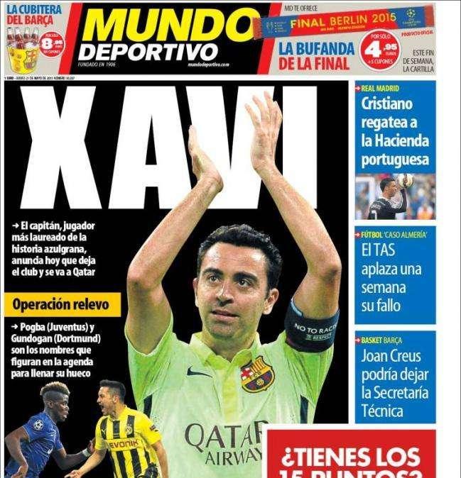 Portada Mundo Deportivo: Operación relevo de Xavi