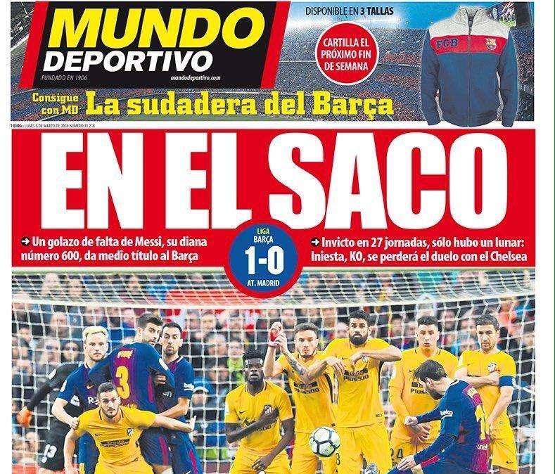 PORTADA - Mundo Deportivo: "La Liga, en el saco"