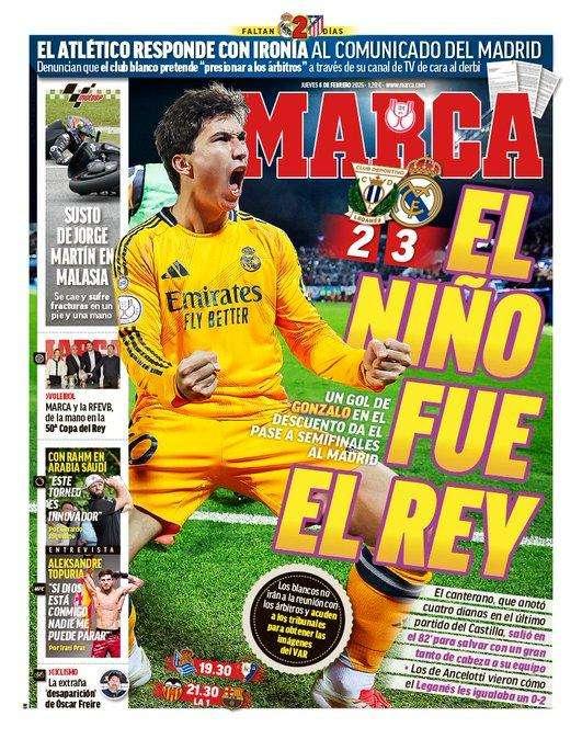 La portada de Marca destaca a Gonzalo: "El niño fue el rey"