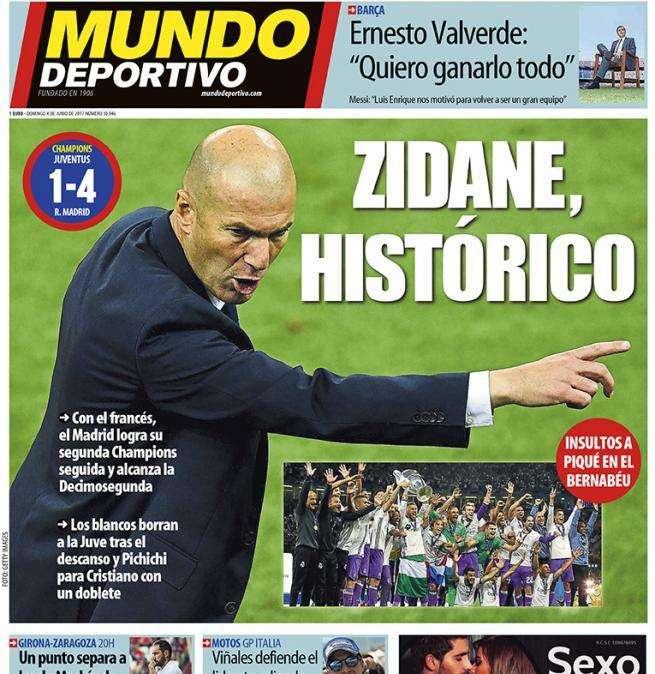 La prensa catalana se rinde al Real Madrid: "Zidane, histórico"