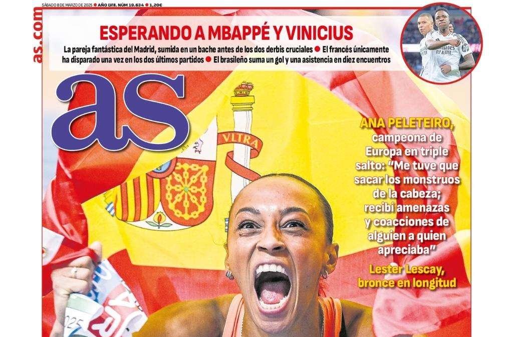 AS señala en su portada la espera del Real Madrid a Mbappé y a Vinicius