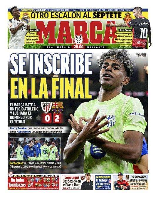 El diario Marca destaca en portada la Supercopa de España