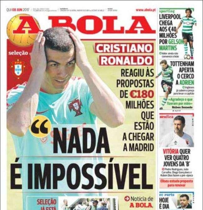 A Bola - Cristiano sobre la megaoferta de 180 millones: "Nada es imposible"