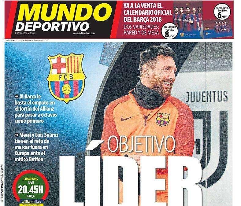 PORTADA - Mundo Deportivo: "Objetivo líder"