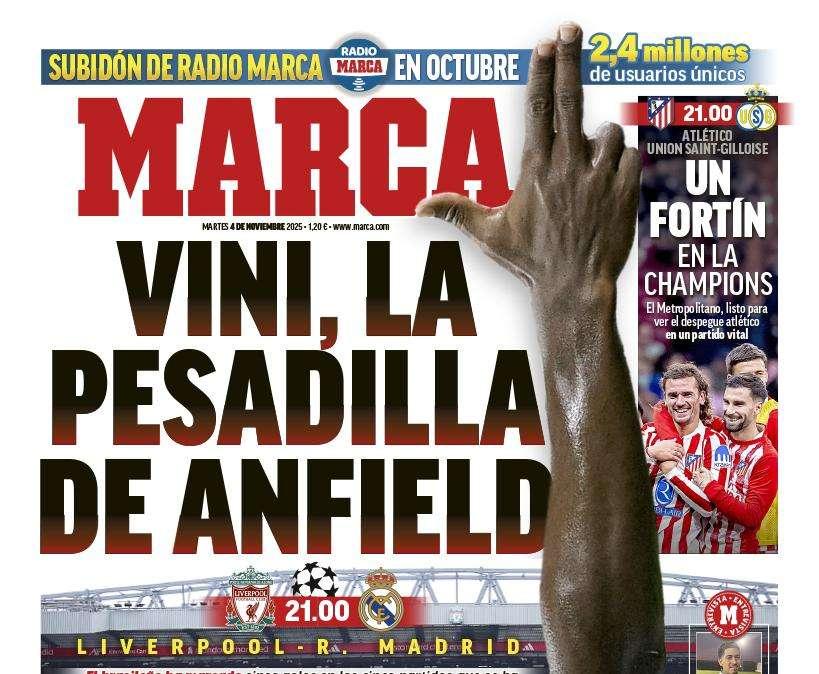 Vinicius y su idilio contra el Liverpool, en primera plana de Marca
