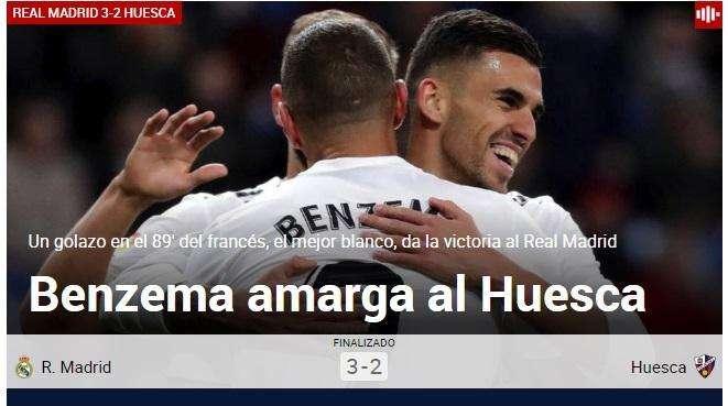 Marca titula: "Benzema amarga al Huesca"