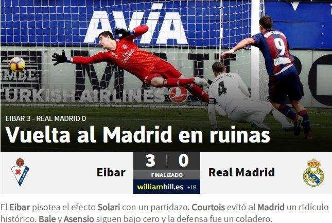 AS, sobre el batacazo blanco en Eibar: "Vuelta al Madrid en ruinas"