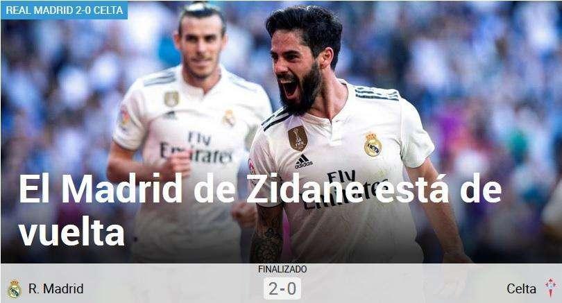 Marca destaca el retorno de Zizou: "Vuelve el Madrid de Zidane"