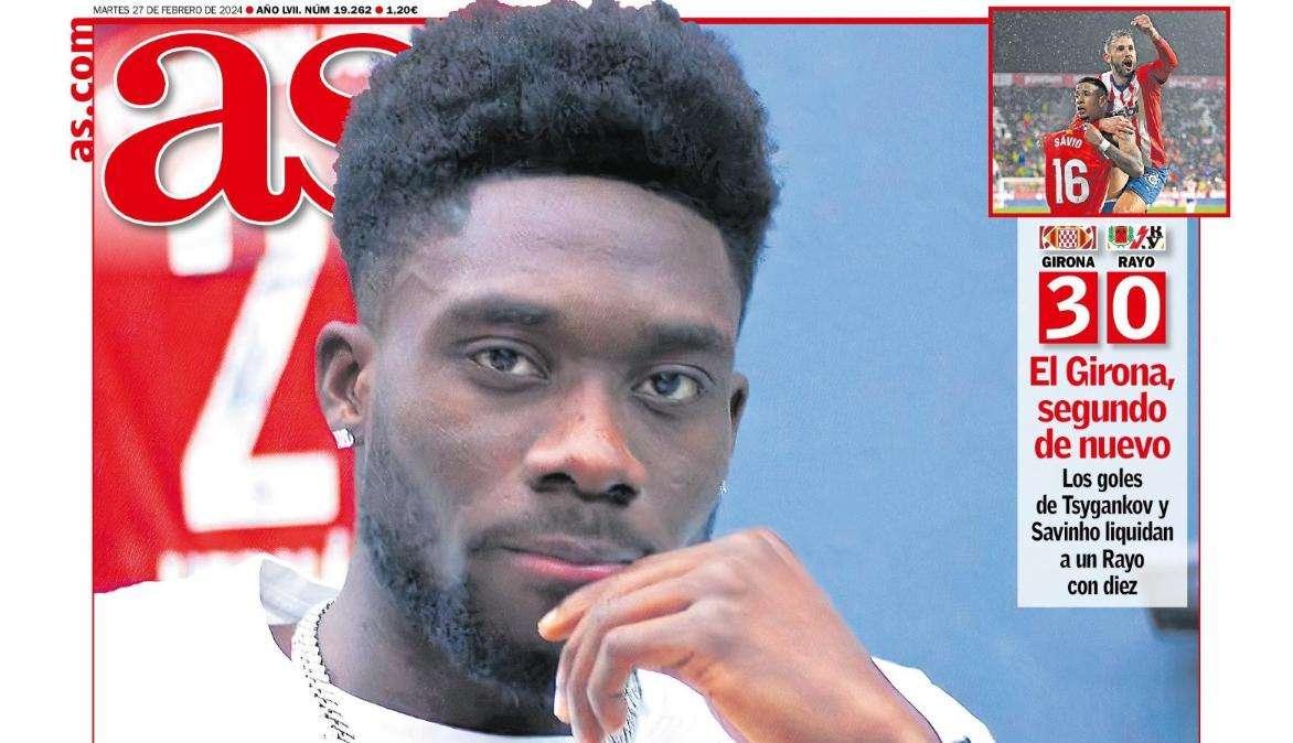 PORTADA | AS: "Davies, solo falta el Bayern"