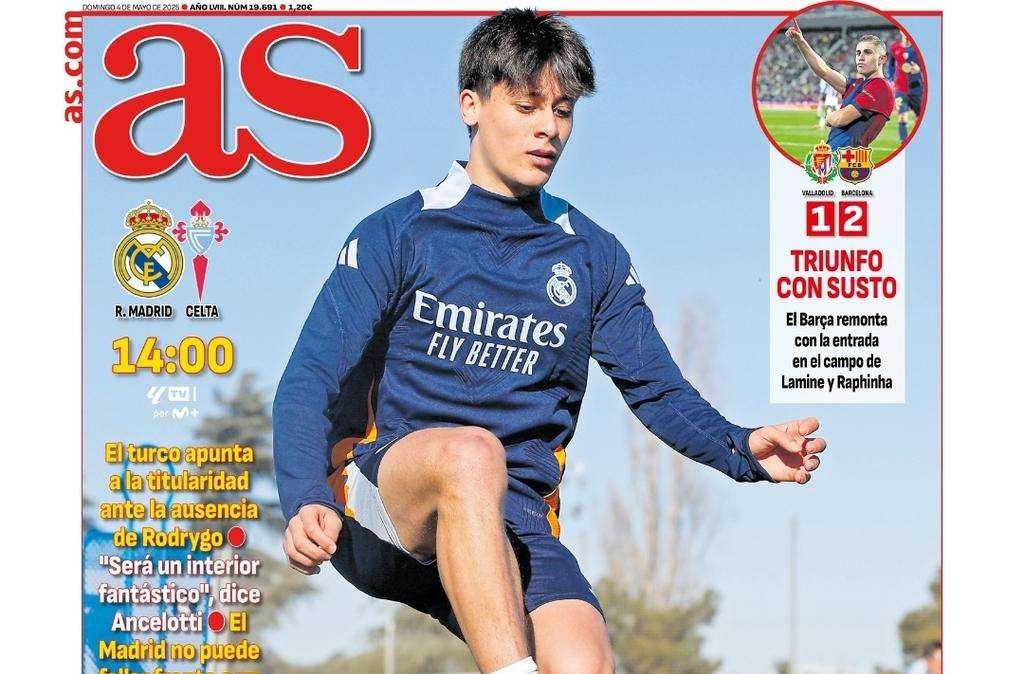 AS abre con la previa del Real Madrid - Celta: “Turno para Güler”