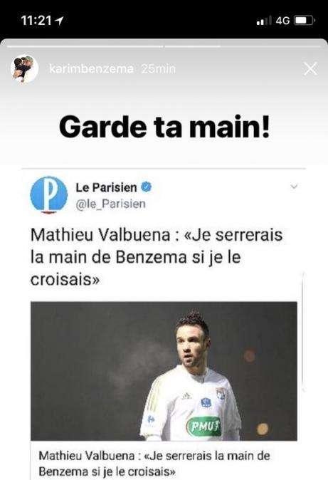  La polémica reacción de Benzema al intento reconciliador de Valbuena