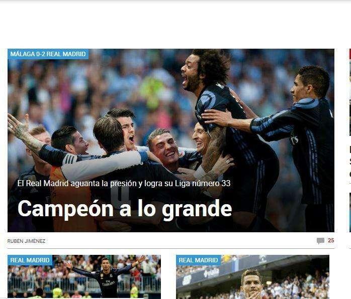Marca destaca la hazaña blanca en su portada: "Campeón a lo grande"