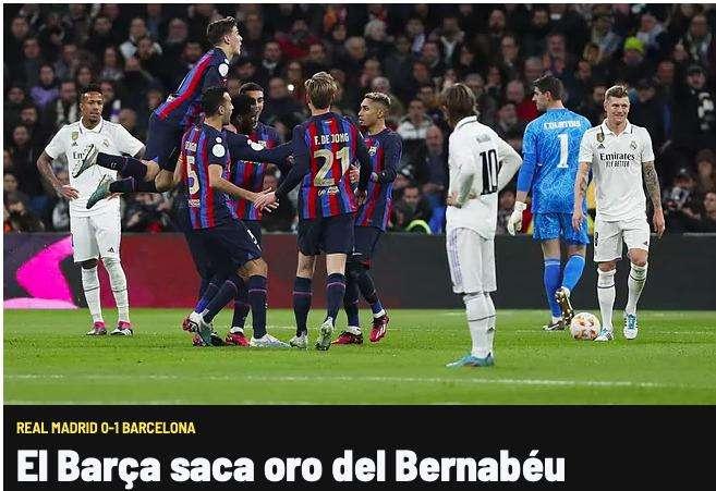 Marca: "El Barça saca oro del Bernabéu"