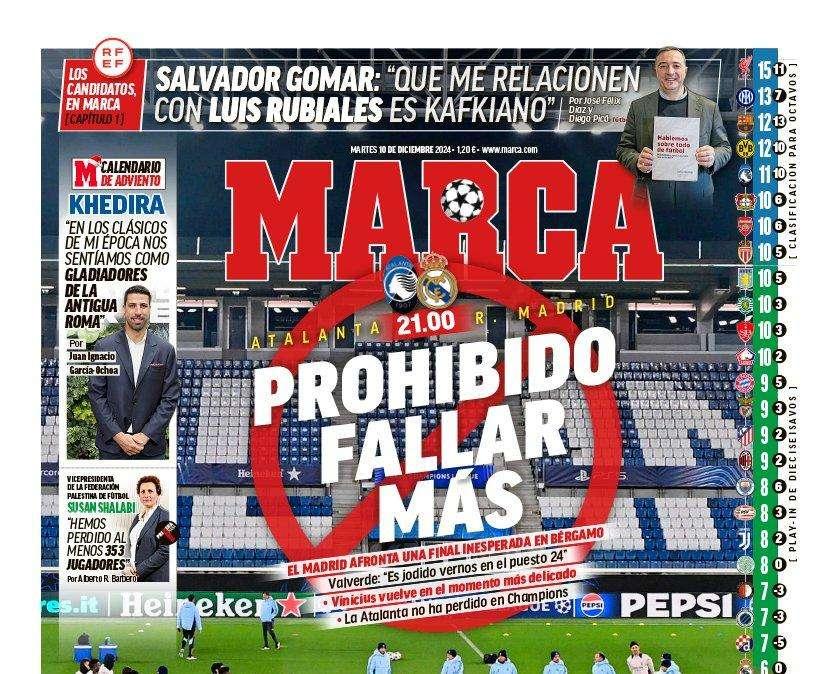 Marca saca en portada la final inesperada del Real Madrid