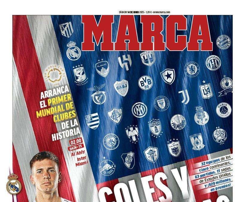 El Mundial de Clubes y Mastantuono, protagonistas en la portada de Marca