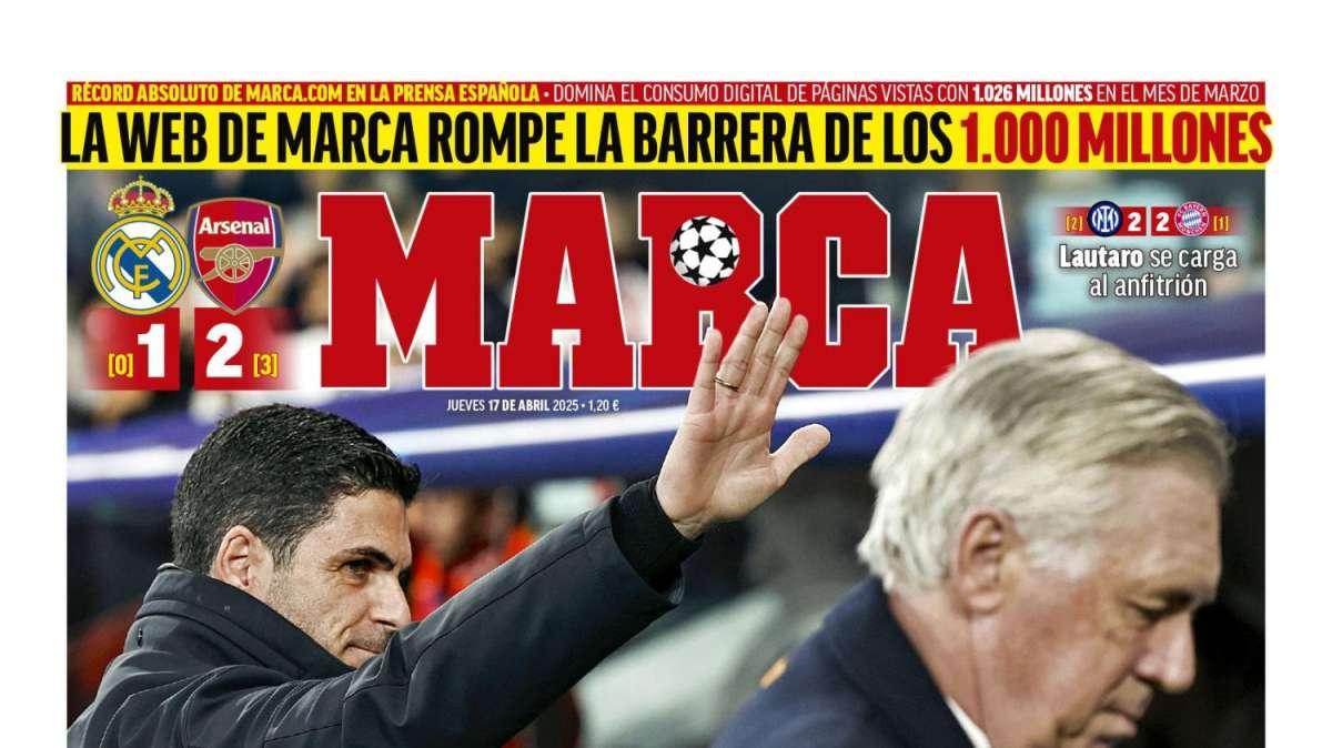 Marca destaca la caída del Real Madrid en Champions