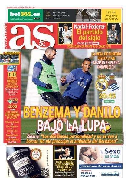 PORTADA - As: "Benzema y Danilo, bajo la lupa"