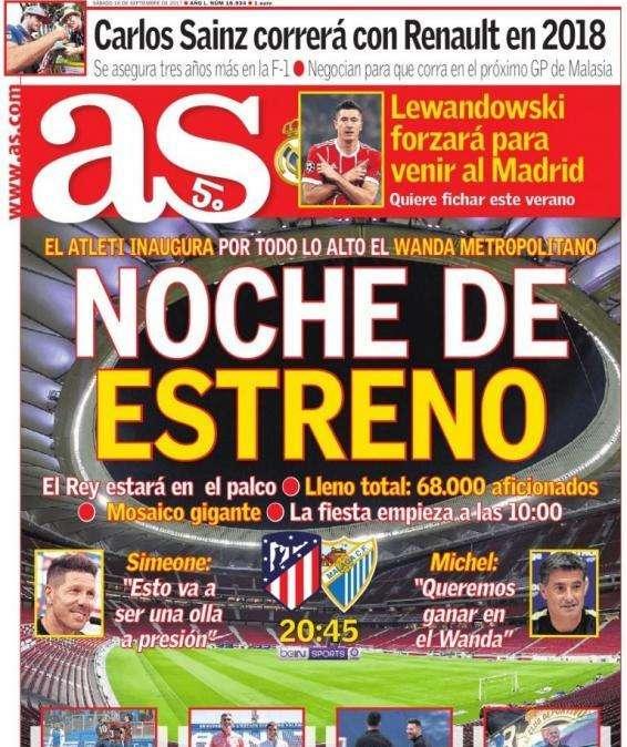 PORTADA - AS abre con el Wanda Metropolitano: "Noche de estreno"