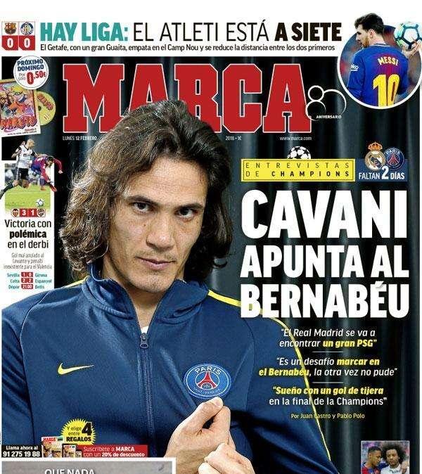PORTADA - Marca avisa: "Cavani apunta al Bernabéu"