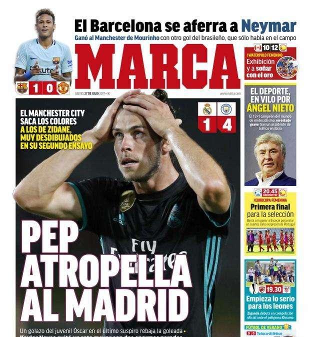 PORTADA matinal - Marca con el partido de madrugada: "Pep atropella al Madrid"