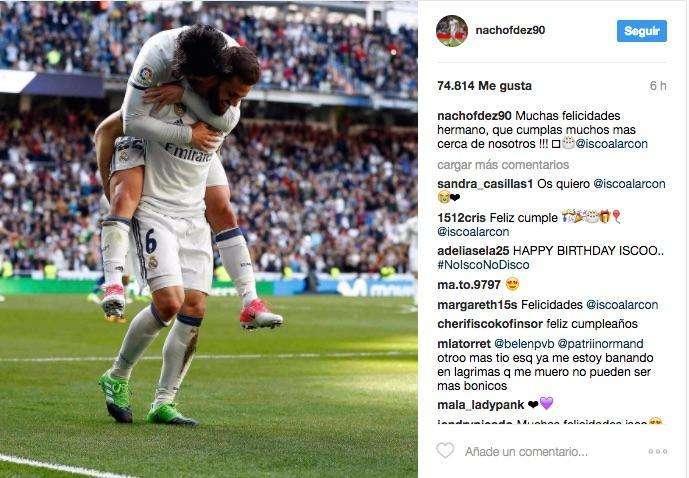 FOTO - Nacho felicita a Isco por su cumpleaños: "Que cumplas muchos mas cerca de nosotros"