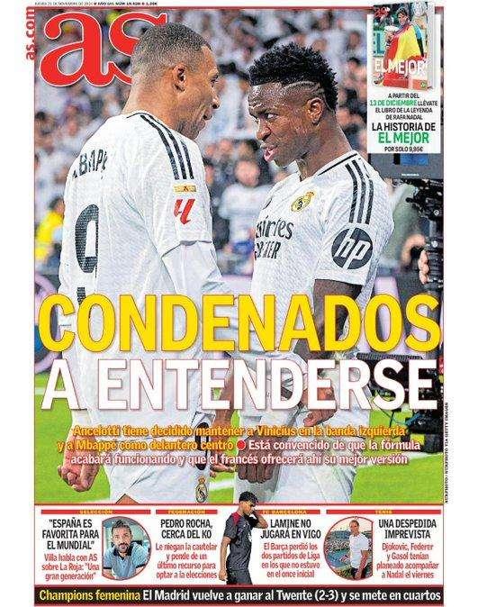 La portada de As abre con la sociedad Mbappé - Vinicius