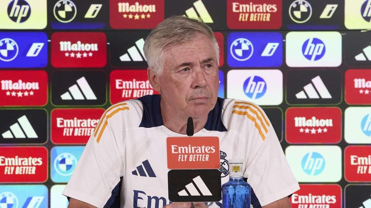 Carlo Ancelotti, en rueda de prensa: "Bellingham ha tenido un golpe y es duda"