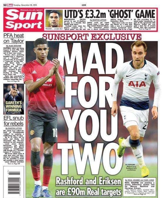 The Sun desvela las dos mega ofertas del Madrid por Rashford y Eriksen: más de 100 millones