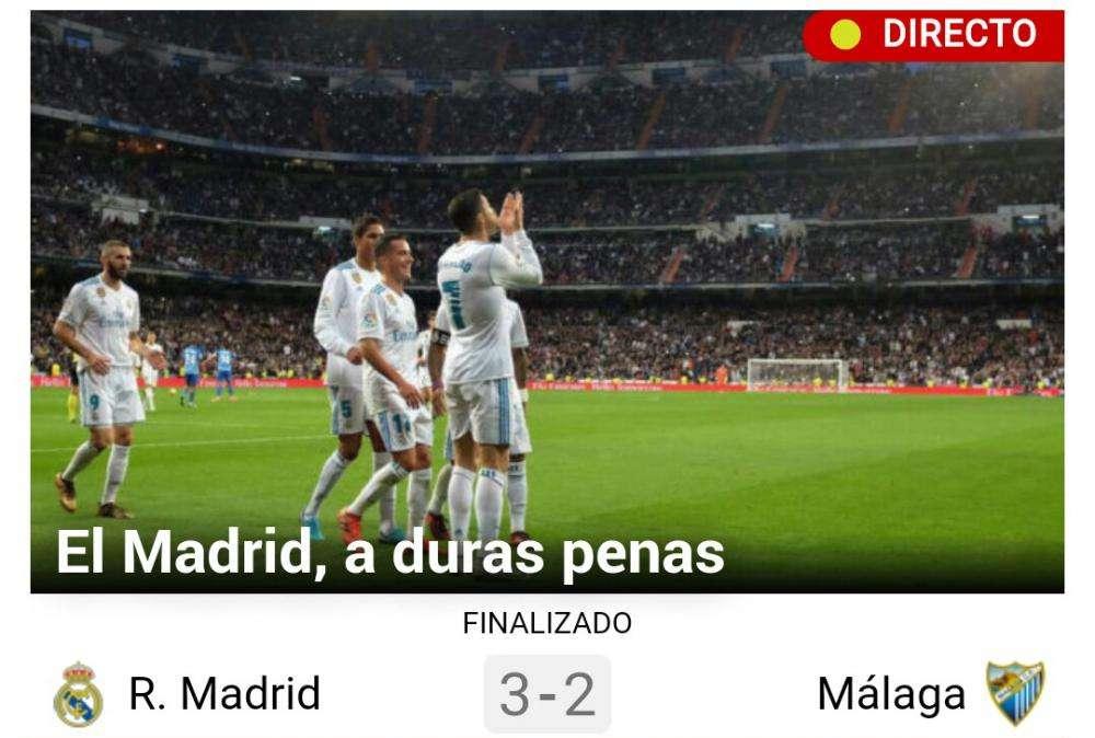 Marca también destaca el sufrimiento: "El Real Madrid gana, a duras penas"