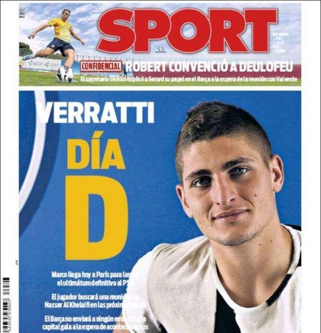 La prensa catalana insiste en Verratti: día clave con cambio de táctica incluida. El Barça a la espera
