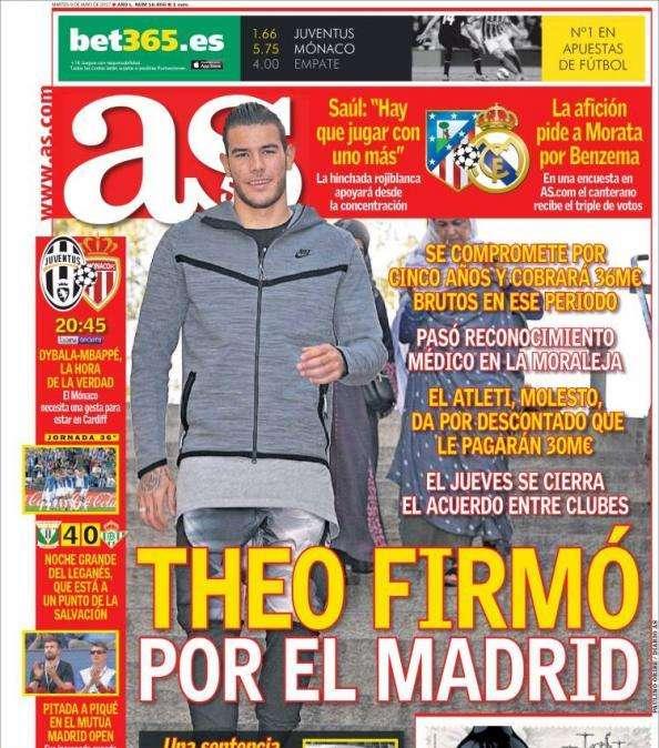 PORTADA - As: "Theo firmó por el Madrid"