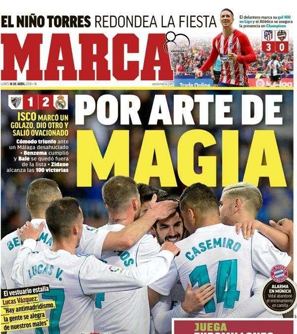 PORTADA - Marca se rinde ante Isco: "Por arte de magia"