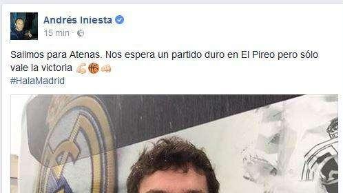 FOTO - Iniesta: "¡Hala Madrid!" ¿Se fue Iniesta con Sergio Llull y el Madrid de baloncesto? La imagen...