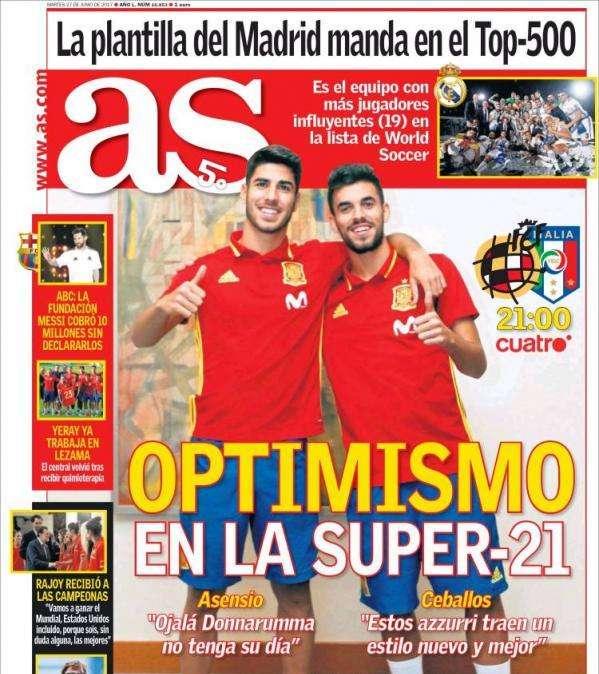 PORTADA - As se hace eco de la buena sintonía del grupo: "Optimismo en la Sub-21"