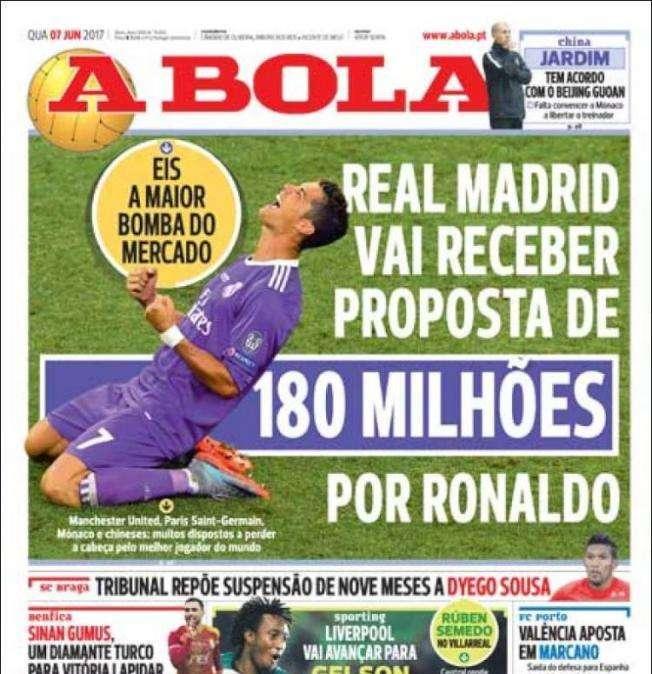 A Bola - El mayor bombazo del mercado: llegarán ofertas de 180 millones por Cristiano