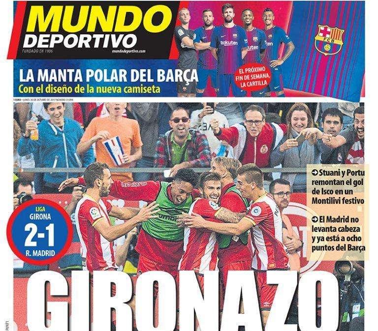 PORTADA - Mundo Deportivo destaca el paso en falso del Madrid: "Gironazo"