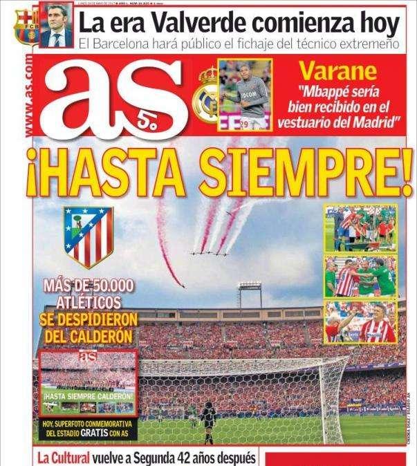 PORTADA - As despide al Vicente Calderón: "¡Hasta siempre!"