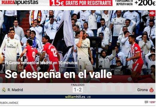 Marca - "El Madrid se despeña en el Valle: el Girona remontó en 10 minutos"