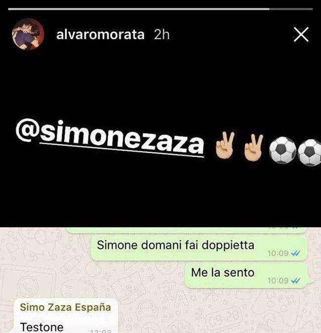 Morata ya predijo que Zaza marcaría un doblete
