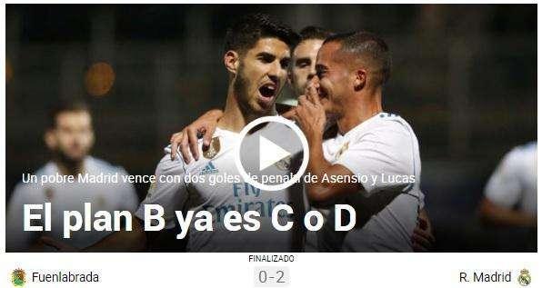 Marca destaca el bajo nivel de los 'suplentes' del Madrid: "El plan B ya es C o D" 